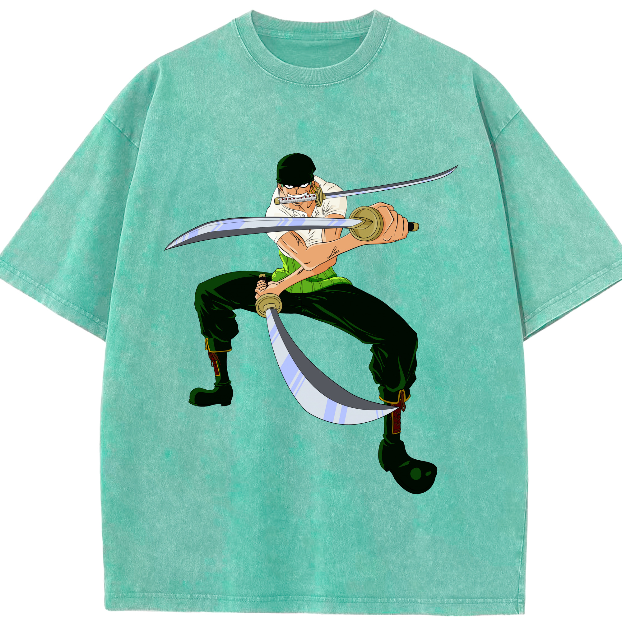 ワンピース ロロノア・ゾロ ONE PIECE Roronoa Zoro 綿100% ヴィンテージ風 半袖Tシャツ（フロントプリント）